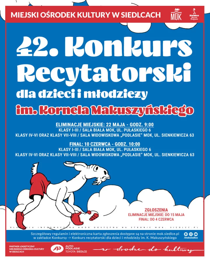 Wyniki eliminacji miejskich 42. Konkursu recytatorskiego dla dzieci i młodzieży im. K. Makuszyńskiego