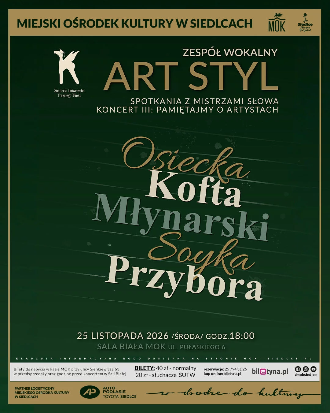 Koncert zespołu Art Styl - Spotkania z Mistrzami Słowa. Koncert III: Pamiętajmy o Artystach